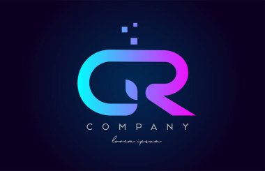GR G R alfabe harfi simge kombinasyonu. Şirket ve iş dünyası için pembe mavi renklerde yaratıcı tasarım