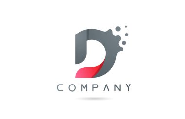 Kabarcık şekilli D pembe gri alfabe harfi simgesi. İş ve şirket için yaratıcı tasarım