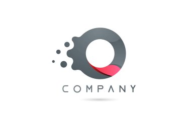 O pembe gri alfabe harfi logo simgesi kabarcık şekilli. İş ve şirket için yaratıcı tasarım