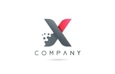 Kabarcık şekilli X pembe gri alfabe harfi simgesi. İş ve şirket için yaratıcı tasarım