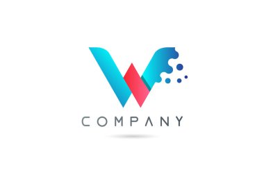 Kabarcık şekilli W mavi harf logosu. İş ve şirket için yaratıcı alfabe tasarımı