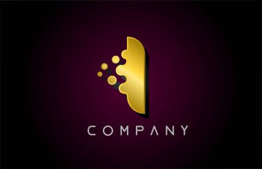 Altın harfli logo ikonu. İş ve şirket için yaratıcı alfabe tasarımı