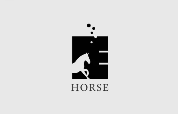 Кінь Абетки Значок Логотипу Літери Фігурою Всередині Креативний Дизайн Чорно — стоковий вектор