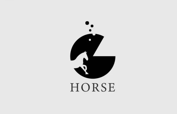 Horse Alphabet Letter Logo Icon Stallion Shape Creative Design Black — Stock Vector