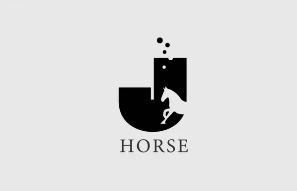 Horse Alphabet Letter Logo Icon Stallion Shape Creative Design Black — Stock Vector