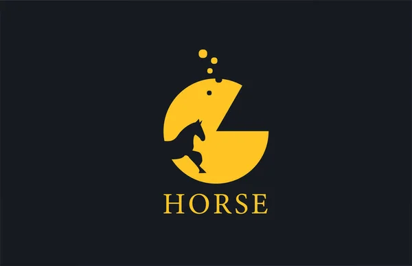 Yellow Horse Alphabet Letter Logo Icon Stallion Shape Creative Design — Stock Vector