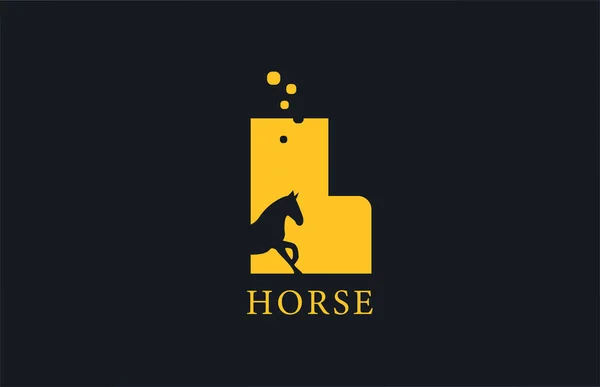 Yellow Horse Alphabet Letter Logo Icon Stallion Shape Creative Design — Stock Vector