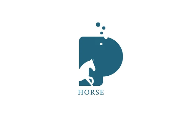 Blue White Horse Alphabet Letter Logo Icon Stallion Shape Creative — Stock Vector