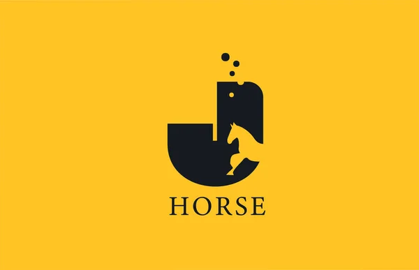 Yellow Black Horse Alphabet Letter Logo Icon Stallion Shape Creative — Stock Vector