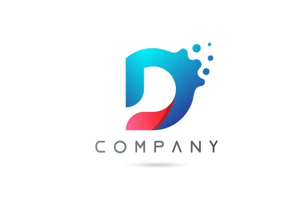 Dピンクの青い文字のロゴアイコンバブルの形をしています ビジネスや企業のための創造的なアルファベットのデザイン — ストックベクタ