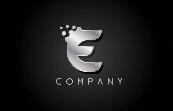 バブル形状のEメタリックグレーの文字のロゴアイコン ビジネスや企業のための創造的なアルファベットのデザイン — ストックベクタ