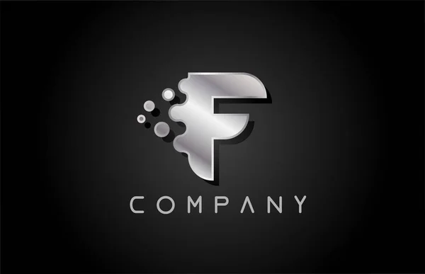 Metallic Grijze Letter Logo Pictogram Met Bubble Vormen Creatief Alfabet — Stockvector