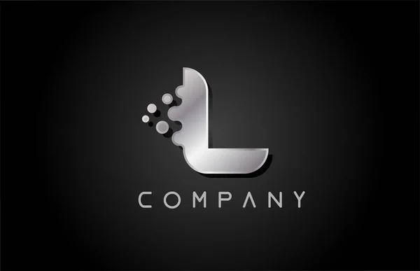 Значок Логотипу Металевої Сірої Літери Формами Бульбашок Дизайн Креативного Алфавіту — стоковий вектор