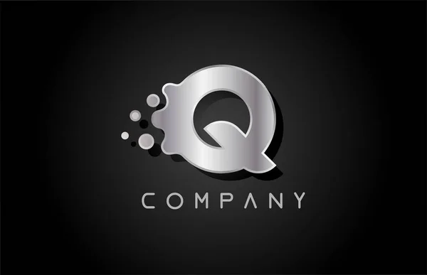 Metallic Grey Letter Logo Icon Bubble Shapes Creative Alphabet Design — Stock Vector