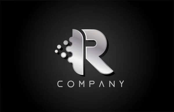 泡状のRメタリックグレーの文字のロゴアイコン ビジネスや企業のための創造的なアルファベットのデザイン — ストックベクタ