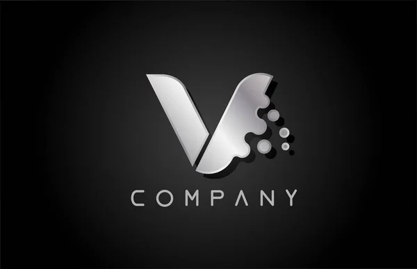 Metallic Grey Letter Logo Icon Bubble Shapes Creative Alphabet Design — Stock Vector