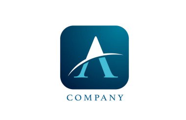 Şirket ve şirket için mavi alfabe harfi logosu. Yuvarlak kare dizaynlı. Uygulama ya da düğme simgesi olarak kullanılabilir