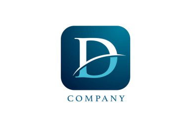 Şirket ve şirket için D mavi alfabe harfi logosu. Yuvarlak kare dizaynlı. Uygulama ya da düğme simgesi olarak kullanılabilir