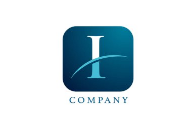 Şirket ve şirket için mavi alfabe harfi logosu. Yuvarlak kare dizaynlı. Uygulama ya da düğme simgesi olarak kullanılabilir