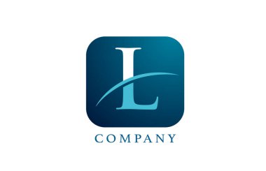 Şirket ve şirket için L mavi alfabe harfi logosu. Yuvarlak kare dizaynlı. Uygulama ya da düğme simgesi olarak kullanılabilir