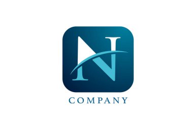 Şirket ve şirket için N mavi alfabe harfi logosu. Yuvarlak kare dizaynlı. Uygulama ya da düğme simgesi olarak kullanılabilir