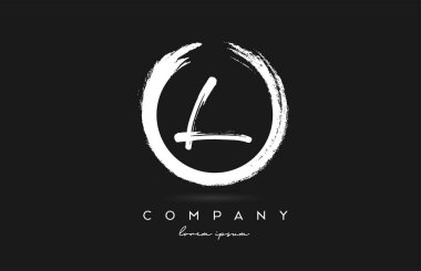 siyah ve beyaz L alfabe harfi simgesi. Şirket ve şirket için dairesel vintage grunge tasarımı