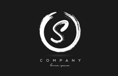 siyah ve beyaz S alfabesi harf simgesi simgesi. Şirket ve şirket için dairesel vintage grunge tasarımı