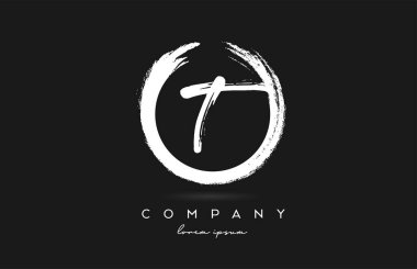 Siyah ve beyaz alfabe harfleri simgesi. Şirket ve şirket için dairesel vintage grunge tasarımı