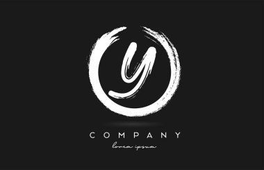 siyah ve beyaz Y alfabe harfi logo simgesi. Şirket ve şirket için dairesel vintage grunge tasarımı