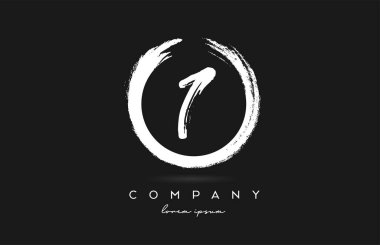 Siyah beyaz 1 numaralı logo simgesi. Şirket ve şirket için dairesel vintage grunge tasarımı