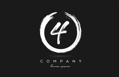 Siyah beyaz 4 numaralı logo simgesi. Şirket ve şirket için dairesel vintage grunge tasarımı