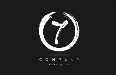 Siyah beyaz 7 numaralı logo simgesi. Şirket ve şirket için dairesel vintage grunge tasarımı