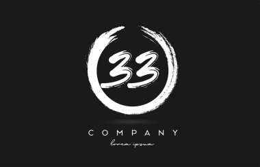 Siyah beyaz 33 numaralı logo simgesi. Şirket ve şirket için dairesel vintage grunge tasarımı