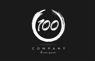 Siyah beyaz 100 numaralı logo simgesi. Şirket ve şirket için dairesel vintage grunge tasarımı