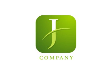 Şirket ve şirket için yeşil renkli J alfabesi harfi logosu. Yuvarlak kare dizaynlı. Uygulama ya da düğme simgesi olarak kullanılabilir