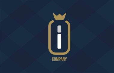 Şirket ve şirket için alfabe harfi logosunun kralıyım. Mavi beyaz tasarım. Lüks bir marka için ikon olarak kullanılabilir. 