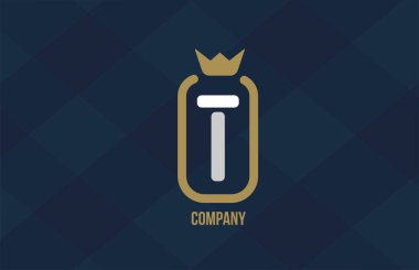 Şirket ve şirket için King Crown alfabe harfi logosu. Mavi beyaz tasarım. Lüks bir marka için ikon olarak kullanılabilir. 