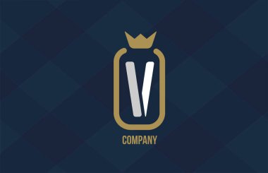 Şirket ve şirket için V King alfabe harfi logosu. Mavi beyaz tasarım. Lüks bir marka için ikon olarak kullanılabilir. 