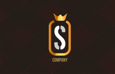 Şirket ve şirket için S altın kral alfabe harf logosu. Altın lüks tasarım. Bir marka veya ürün için simge olarak kullanılabilir