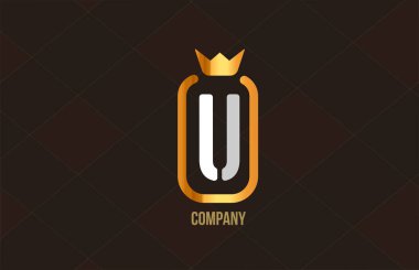 Şirket ve şirket için U altın kral alfabe harfi logosu. Altın lüks tasarım. Bir marka veya ürün için simge olarak kullanılabilir