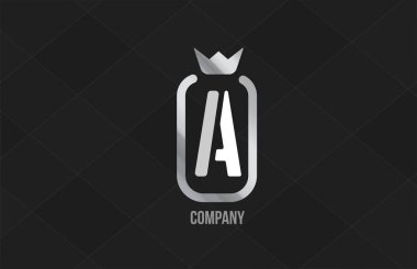 Şirket ve şirket için gümüş kral alfabe harfi logosu. Gri renkli lüks tasarım. Bir marka veya ürün için simge olarak kullanılabilir