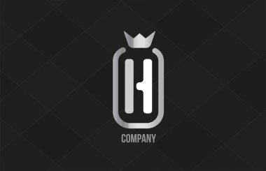 Şirket ve şirket için H gümüş kral alfabe harfi logosu. Gri renkli lüks tasarım. Bir marka veya ürün için simge olarak kullanılabilir