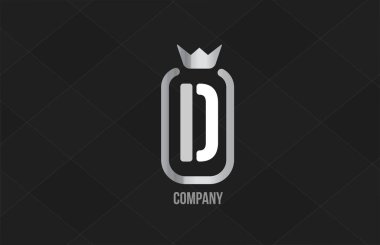 Şirket ve şirket için D gümüş kral alfabe harfi logosu. Gri renkli lüks tasarım. Bir marka veya ürün için simge olarak kullanılabilir