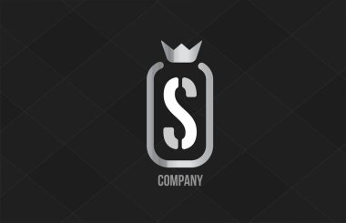 Şirket ve şirket için S gümüş kral alfabe harf logosu. Gri renkli lüks tasarım. Bir marka veya ürün için simge olarak kullanılabilir