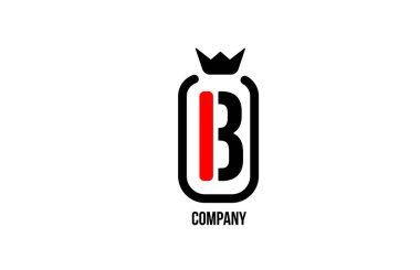 Şirket ve şirket için B siyah beyaz alfabe harfi logosu. Kırmızı renkli lüks tasarım. Bir marka veya ürün için simge olarak kullanılabilir