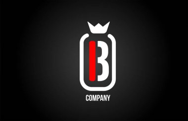 Şirket ve şirket için B alfabesi harfi logosu. Siyah ve beyaz renklerde. Kral tacıyla birlikte yaratıcı ikon tasarımı. Logoti ya da damgalama için kullanılabilir.