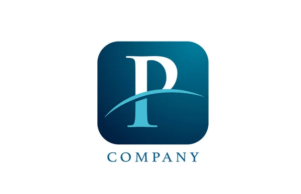 Logotipo Letra Alfabeto Azul Para Empresa Corporativa Projeto Quadrado Arredondado — Vetor de Stock