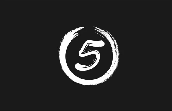 Number Logo Icon Black White Vintage Grunge Design Company Business — Stock Vector