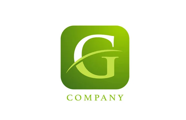 Logotipo Letra Alfabeto Para Empresa Corporativa Cor Verde Projeto Quadrado —  Vetores de Stock