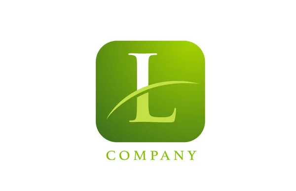 Alfabeto Lettera Logo Azienda Aziendale Colore Verde Design Quadrato Arrotondato — Vettoriale Stock